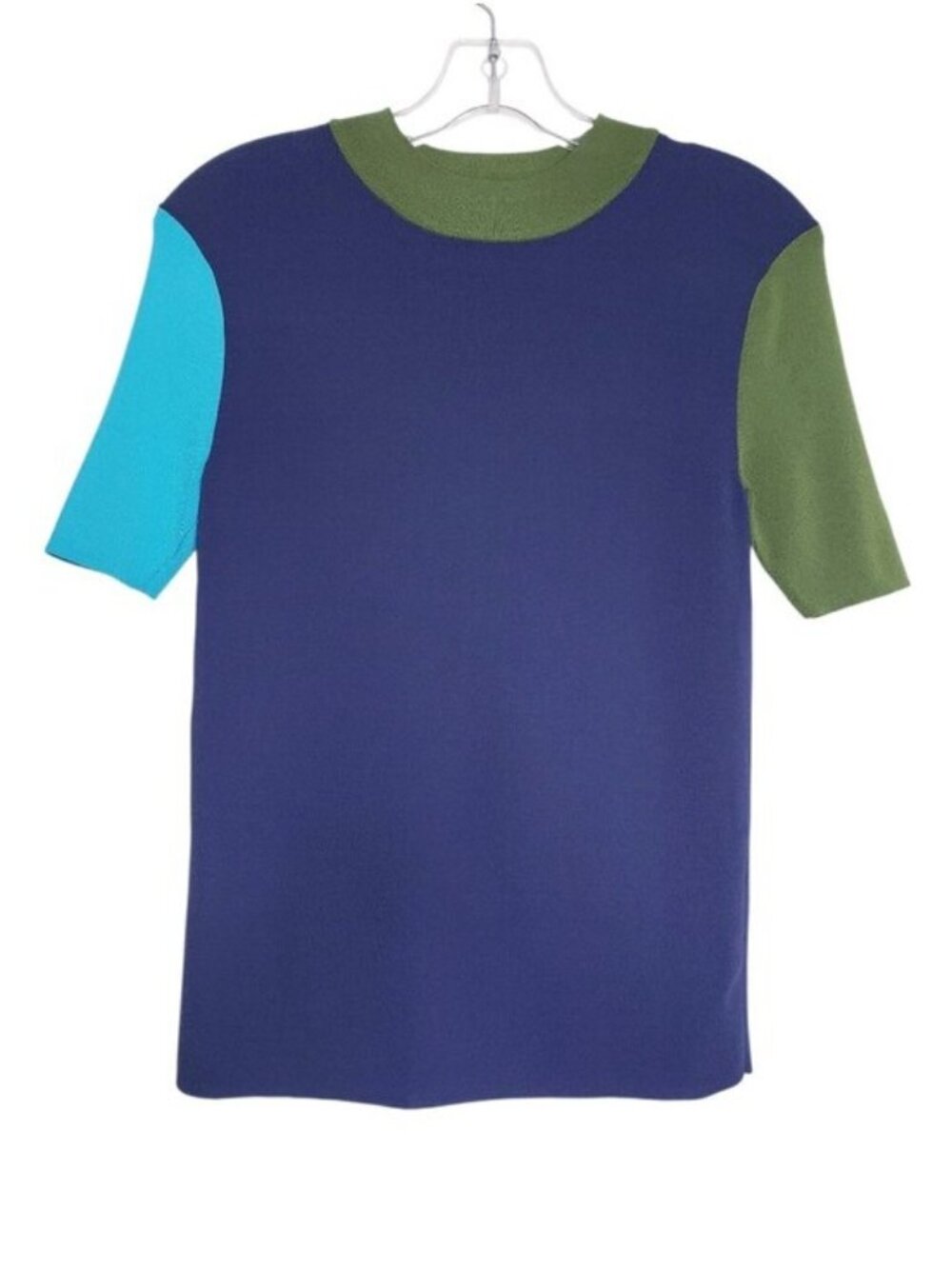 G/FORE Blue & Green Colorblock Short Sleeve Knit Golf Sweater Women's Size Small